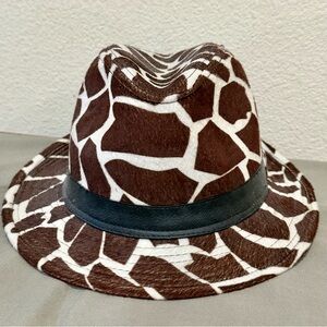 Angela & William Brown White Animal Print Fedora Hat